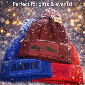Personalised Beanie Hat with Bobble – Custom Winter Hat | Cherry Snow Events