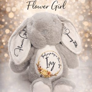Personalised Flower Girl Bunny Teddy – Custom Wedding Keepsake Gift