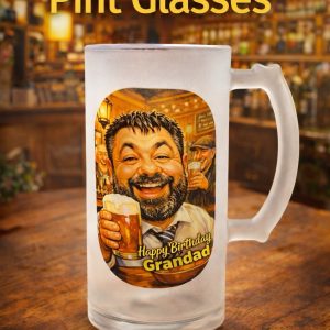 Personalised Frosted Pint Glass | Custom Beer Glass with Photo, Text or Design